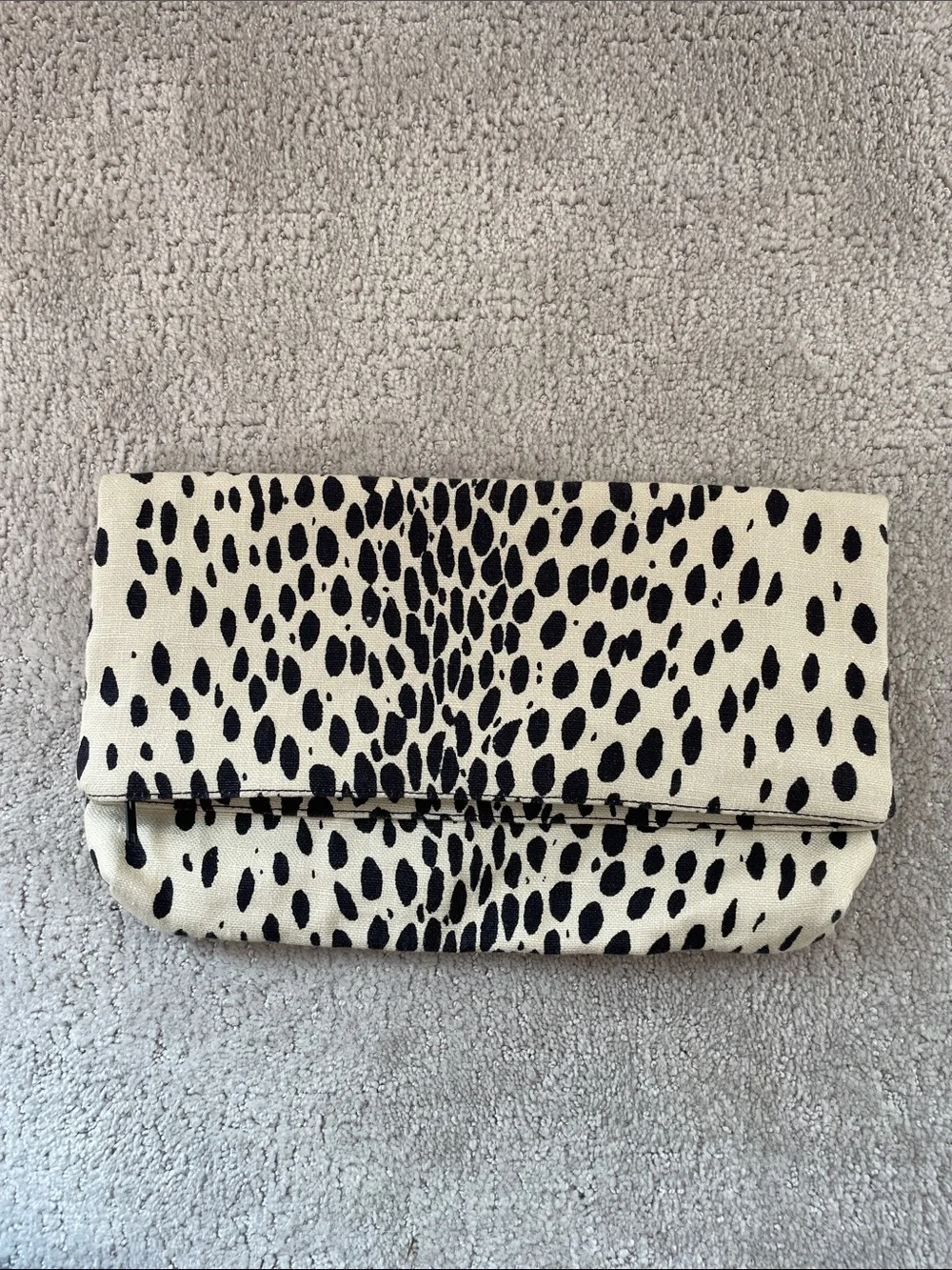 Emerson Fry Black and Cream Spotted Fold-Over Clutch